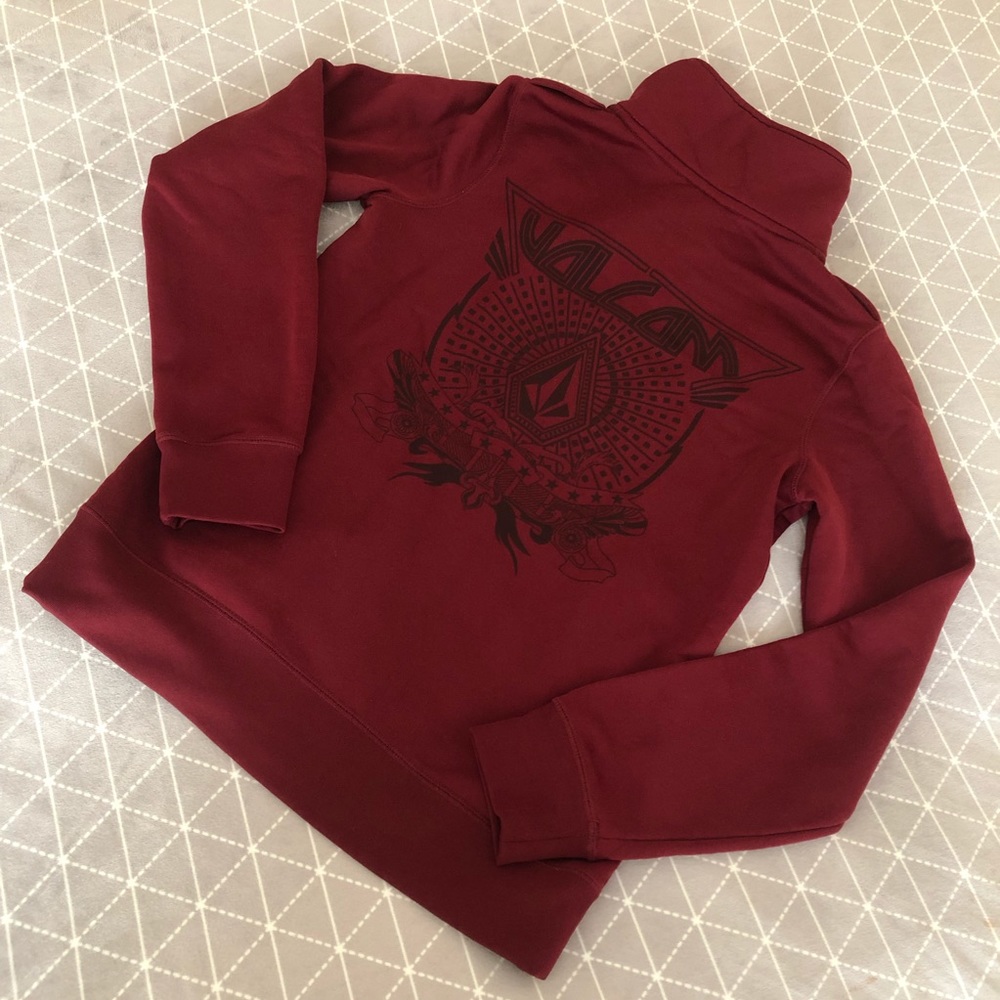 NWOT. Maroon VOLCOM Zip Up Sweatshirt - Picture 2 of 6